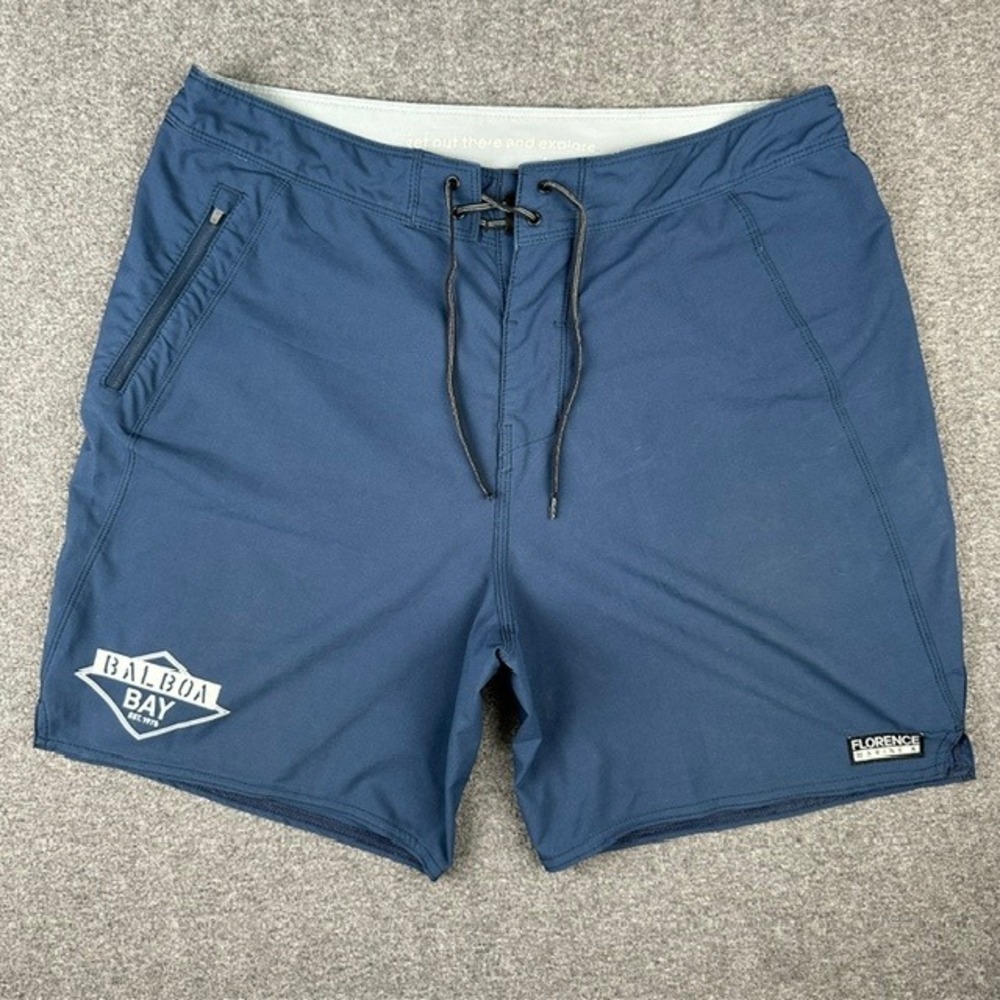 Florence Marine X Balboa Bay Mens Board Shorts Size 31 Navy Blue Swim Trunks